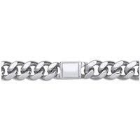 Mens Silver Square ID Bar Cuban Curb Link Chain Bracelet 8mm 8.5" - GVB528