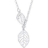 925 Sterling Silver Jewelco London Double Leaf Lavalier Necklace 16 + 1 inch