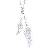 925 Sterling Silver Jewelco London CZ Angel Wings Negligee Necklace 16 + 1 inch