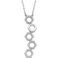 Silver Jewelco London CZ SheshBesh 5 Hexagon Honeycombs Lavalier Necklace 16-18"