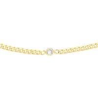 Gilded Silver Jewelco London CZ Multi Solitaire Station Necklace 3mm 15 + 2 inch