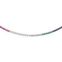 Silver Jewelco London Rainbow CZ 4 Claw Rainbow Tennis Necklace 2mm 18"