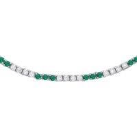 Silver Green CZ Eternity Stripes Tennis Necklace 2mm 17.5" - GVK434EM
