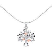 Rose Silver Jewelco London CZ Love Hearts Tree of Life Pendant Necklace 18 inch
