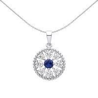Silver Jewelco London Blue CZ Beady Blue Eyes Circle Pendant Necklace 18 inch