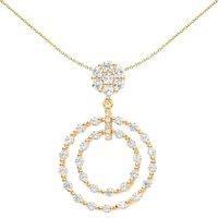Silver CZ Beaded Double Circle of Life Pendulum Necklace 18" - GVP626