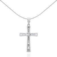 Unisex Silver Jewelco London CZ Byzantine Knot Shimmering Cross Necklace 18"