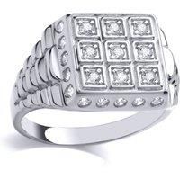 Mens Silver Jewelco London CZ Signet Ring Watch Design Signet Ring