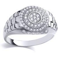 Mens Silver Jewelco London CZ Round Signet Ring Watch Design Signet Ring