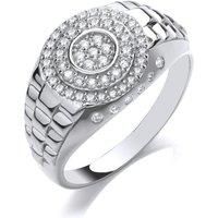 Silver CZ Round Signet Ring Watch Design Signet Ring - GVR924
