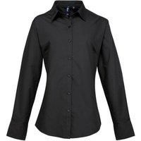 Premier Women's Supreme Heavy Poplin Long Sleeve Work Shirt in Black | Size: 22
