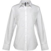 Premier Women's Supreme Heavy Poplin Long Sleeve Work Shirt in White | Size: 26