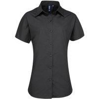 Premier Women's Supreme Heavy Poplin Short Sleeve Work Shirt in Black | Size: 12