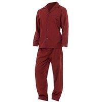 Mens Plain Long Sleeve Shirt & Trouser Bottoms Nightwear Pyjama Set (M Chest: 43-46inch ; Waist 27-30inch) (Red)