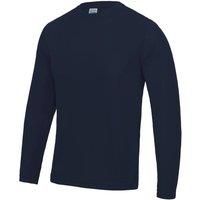 Just Cool Mens Long Sleeve Cool Sports Performance Plain T-Shirt (XL) (French Navy)