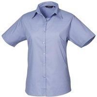 Premier Workwear Ladies Short Sleeve Poplin Blouse Mid Blue 6