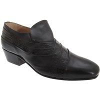 Montecatini Men's Folded Vamp Tab Full Leather Reptile Shoes in Black | Size: 12