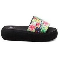 Rocket Dog Splash Womens Black Casual Wedge Flip Flop Sandals