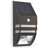 LAP Bulkhead Light LED Solar Powered Black Matt Outdoo PIR Sensor 40LM IP44