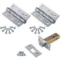 SMITH & LOCKE BATHROOM DOOR PACK SATIN CHROME 2x 3" hinges Door latch latch keep