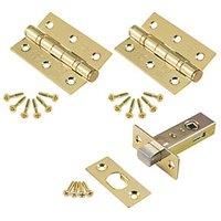 2 x Locke & Co Bathroom Privacy Bolt Through Door Packs BRASS With Screws&Hinges