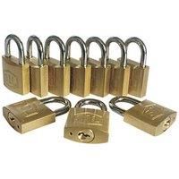Smith & Locke Brass Keyed Alike Padlock 30mm 10 Pack (665PG)