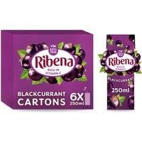 Ribena Blackcurrant Juice Drink Cartons - Multipack 6x250ml; Real Fruit; Rich In Vitamin C; No Artificial Colours or flavours ; Perfect For On The Go