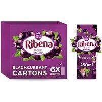 Ribena Blackcurrant Juice Drink Cartons - Multipack 6x250ml; Real Fruit; Rich In Vitamin C; No Artificial Colours or flavours ; Perfect For On The Go