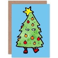 Wee Blue Coo NEW SNEAKY CHRISTMAS TREE CREEPY BLANK CHRISTMAS CARD
