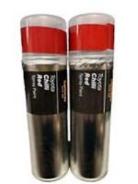 TOYOTA CHILLI RED SPRAY PAINT 300ML HALFORDS CANS X2