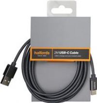 Halfords 2 m Type-C Braided Charger Cable USB-A To USB-C Connector Charcoal