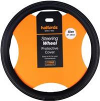 Halfords Steering Wheel Cover Black With Grey Stitching