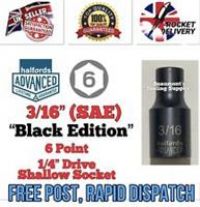 3/16” SAE Halfords Advanced Black Edition 6 Point Socket 1/4 Drive Standard