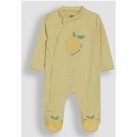 Jojo Maman Bebe Baby Girls Lemon Applique Zip Sleepsuit - Yellow