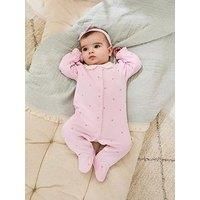 Jojo Maman Bebe Baby Girls 2-Pack Embroidered Heart Sleepsuit & Headband Set - Pink