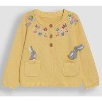 Jojo Maman Bebe Girls Bunny Applique Pet In Pocket Cardigan - Yellow