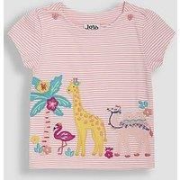 Jojo Maman Bebe Girls Safari Animals Applique T-Shirt - Pink