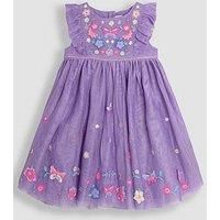 Jojo Maman Bebe Girl Butterfly Embroidered Tulle Party Dress - Lilac