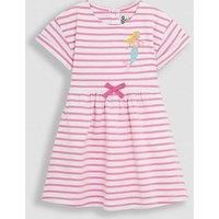 Jojo Maman Bebe Girls Mermaid Applique Stripe Dress - Pink
