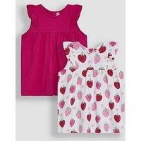 Jojo Maman Bebe Girls 2-Pack Strawberry Floral Frill Sleeve T-Shirts - Pink