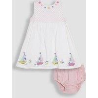 Jojo Maman Bebe Baby Girls Boat Applique Baby Dress - White