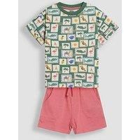 Jojo Maman Bebe Boys Tropical Postcard Print T-Shirt & Short Set - Khaki