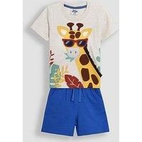 Jojo Maman Bebe Boys 2-Piece Giraffe Applique T-Shirt & Short Set - Beige