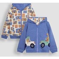 Jojo Maman Bebe Boys Safari Animals Applique Reversible Hoodie - Blue