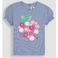 Jojo Maman Bebe Girls Strawberry Applique Puff Sleeve T-Shirt - Blue