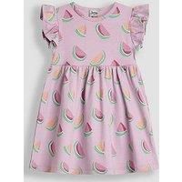 Jojo Maman Bebe Girls Watermelon Ruffle Sleeve Tiered Dress - Purple
