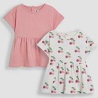 Jojo Maman Bebe Girls 2-Pack Cherry T-Shirts - Cream