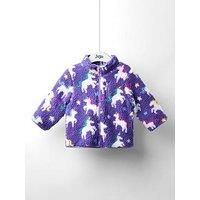 Jojo Maman Bebe Toddler Girls Unicorn Borg Fleece Jacket - Purple