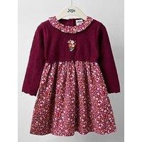 Jojo Maman Bebe Toddler Girls Floral Collar Knitted Dress - Dark Red