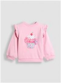 JOJO MAMAN BÉBÉ Cupcake And Mouse Applique Frill Sleeve Sweatshirt 6-7 Years